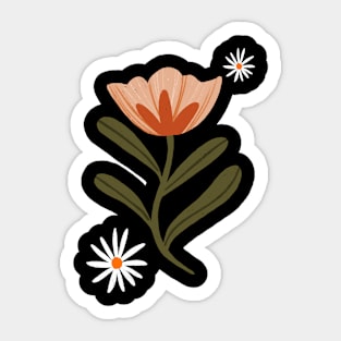 Hand drawn lovely aesthetic flowers Sticker